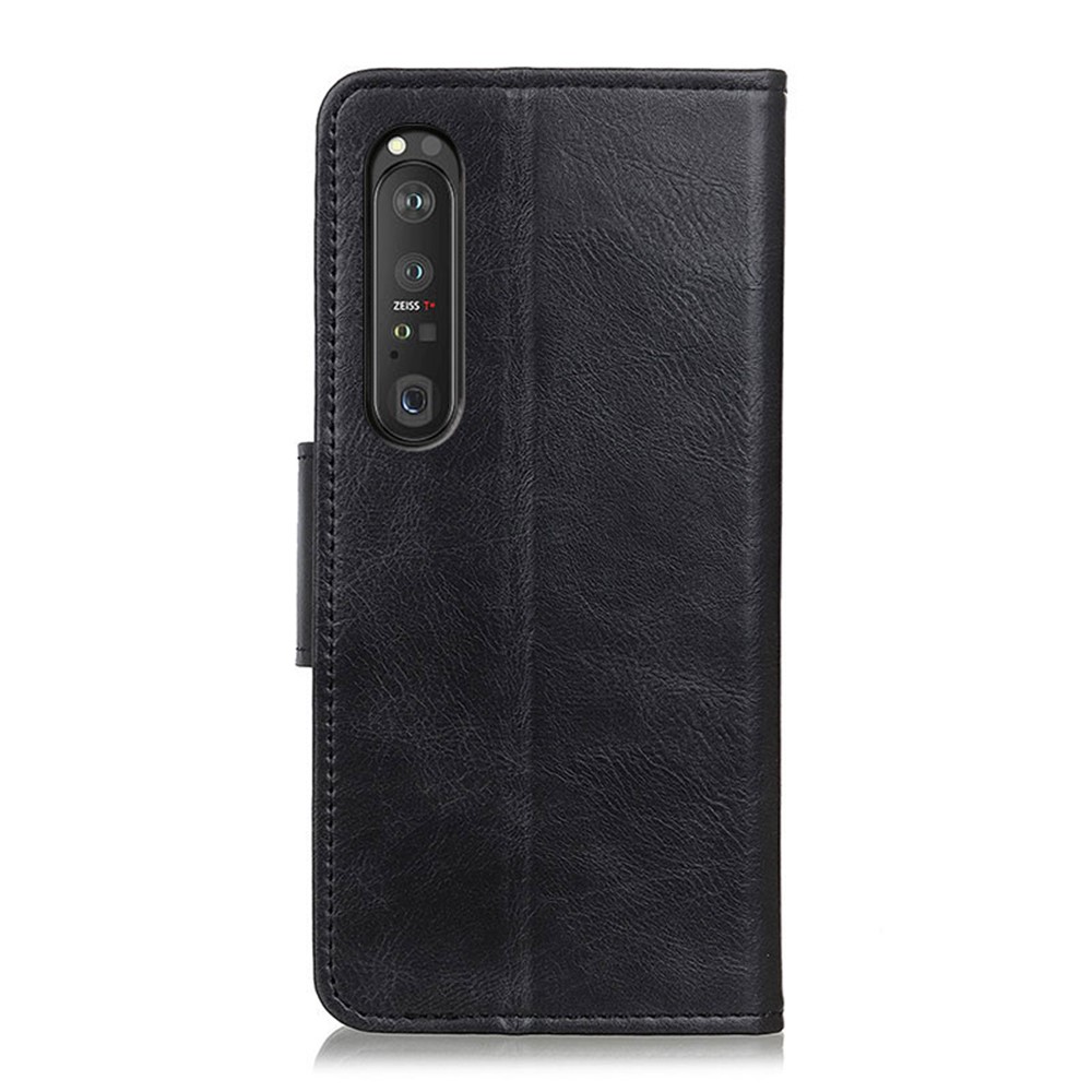 Folio Flip Crazy Horse Texture Wallet Design PU Leather Stand Protector Cover for Sony Xperia 1 III - Black-3