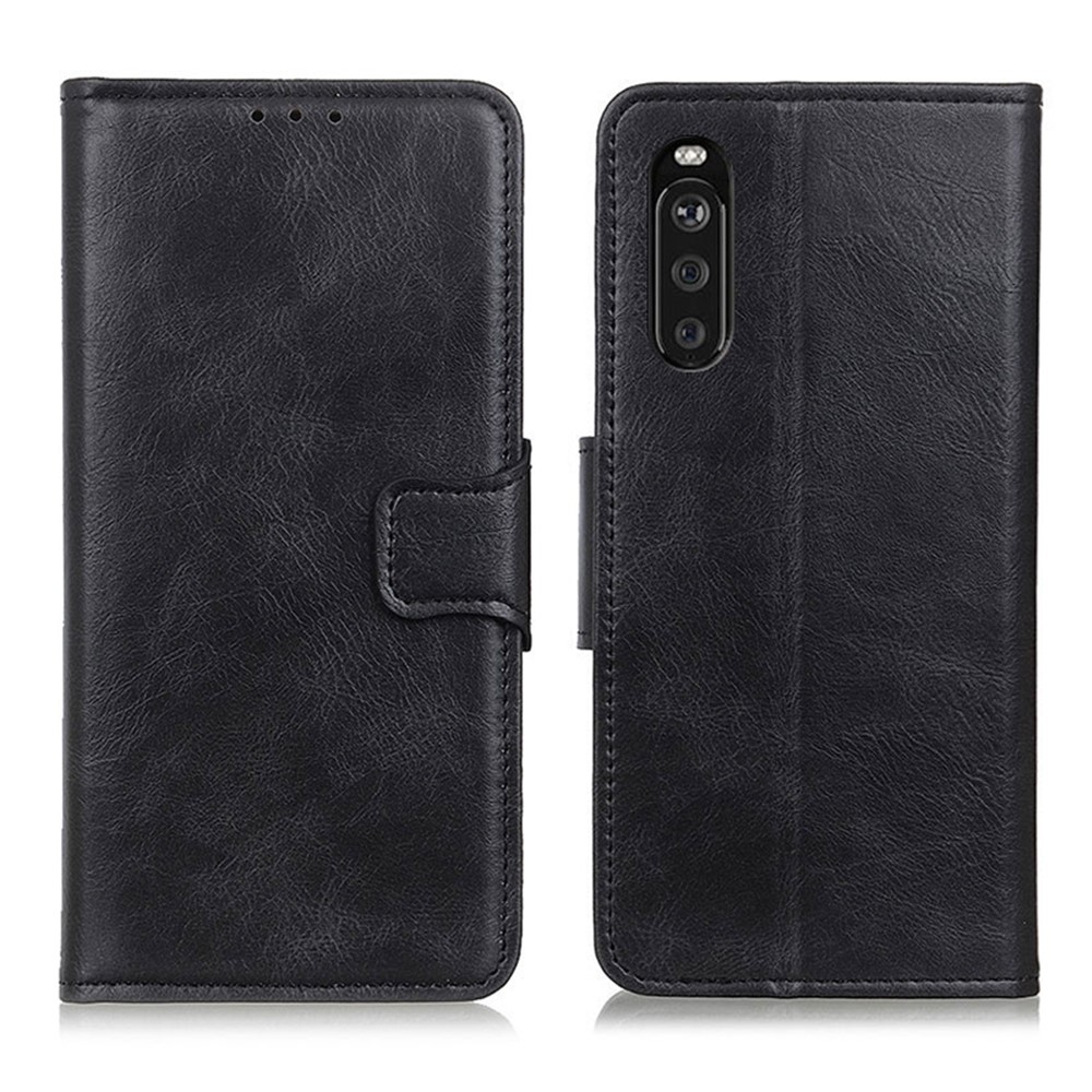 Well-Protected Crazy Horse Texture PU Leather Stand Protector Cover for Sony Xperia 10 III - Black-1
