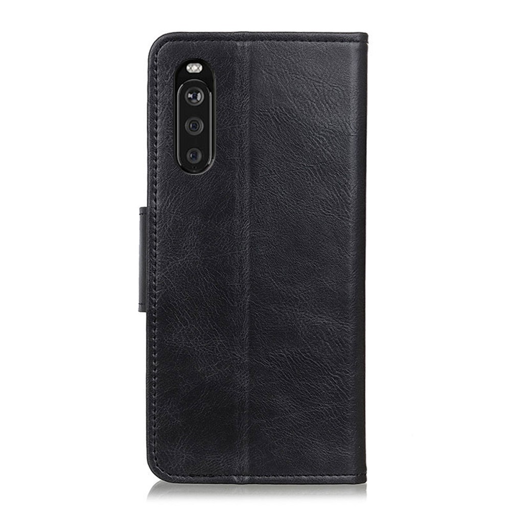 Well-Protected Crazy Horse Texture PU Leather Stand Protector Cover for Sony Xperia 10 III - Black-3