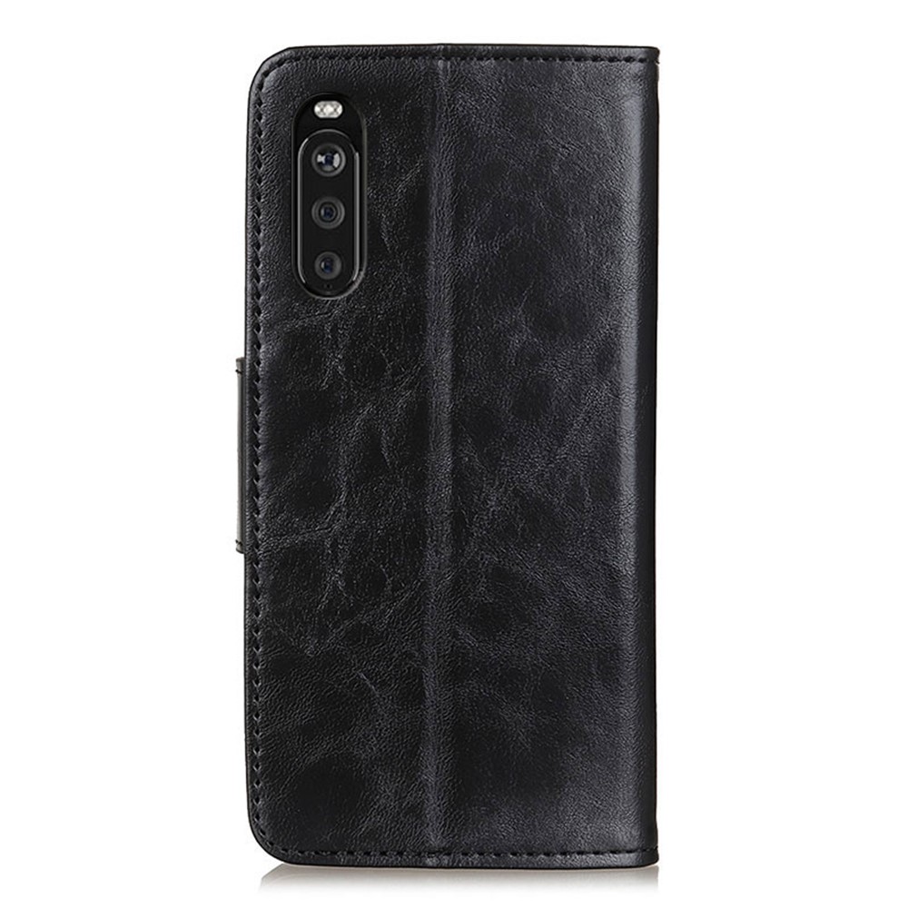 Crazy Horse Texture Wallet Design Split Leather Stand Shell with for Sony Xperia 10 III - Black-3