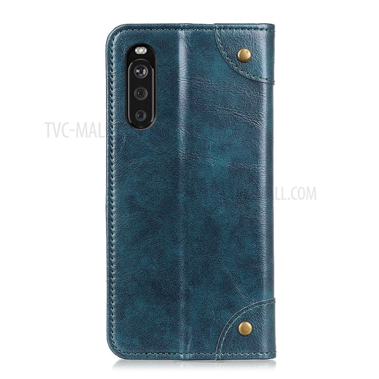 Auto-absorbed PU Leather Wallet Case Shell for Sony Xperia 10 III - Blue-7