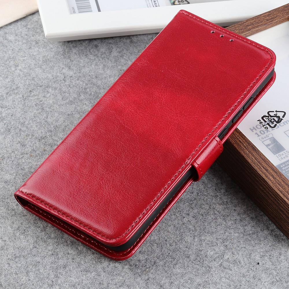 Crazy Horse Wallet Leather Stand Shell Case for Sony Xperia 10 III - Red-2