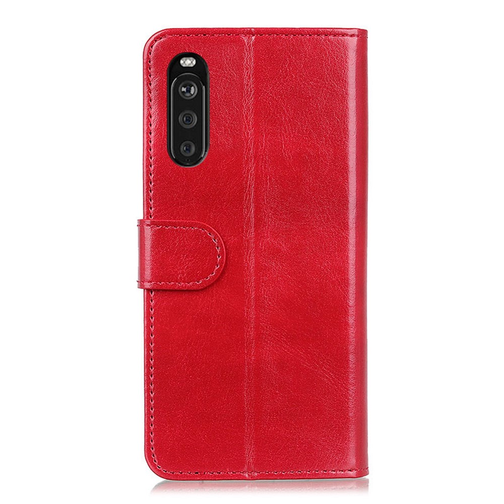 Crazy Horse Wallet Leather Stand Shell Case for Sony Xperia 10 III - Red-5