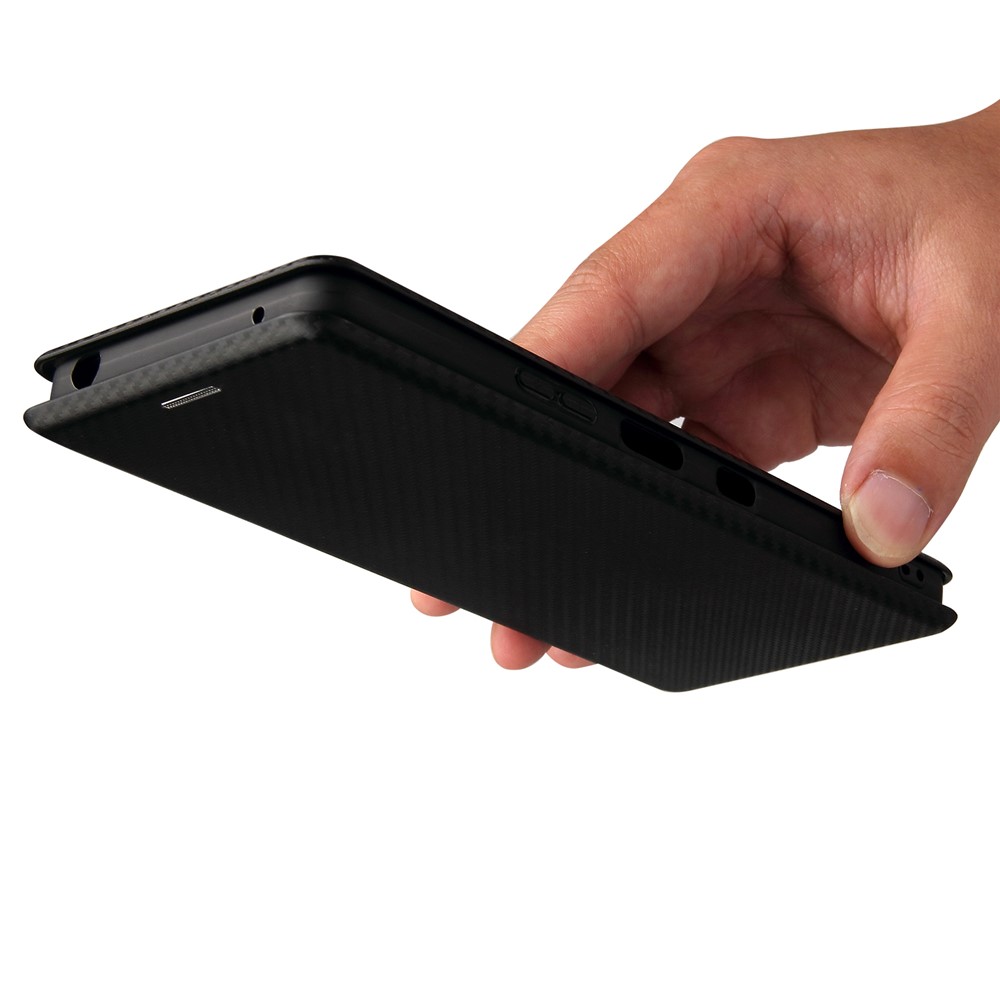 Carbon Fiber Texture Auto-absorbed Cell Phone Stand Cover for Sony Xperia 1 III Leather Case - Black-6