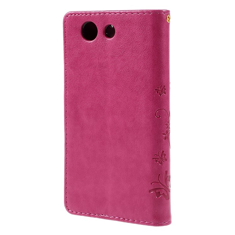 Butterfly Wallet Leather Shell for Sony Xperia Z3 Compact D5803 D5833 M55w - Rose-2