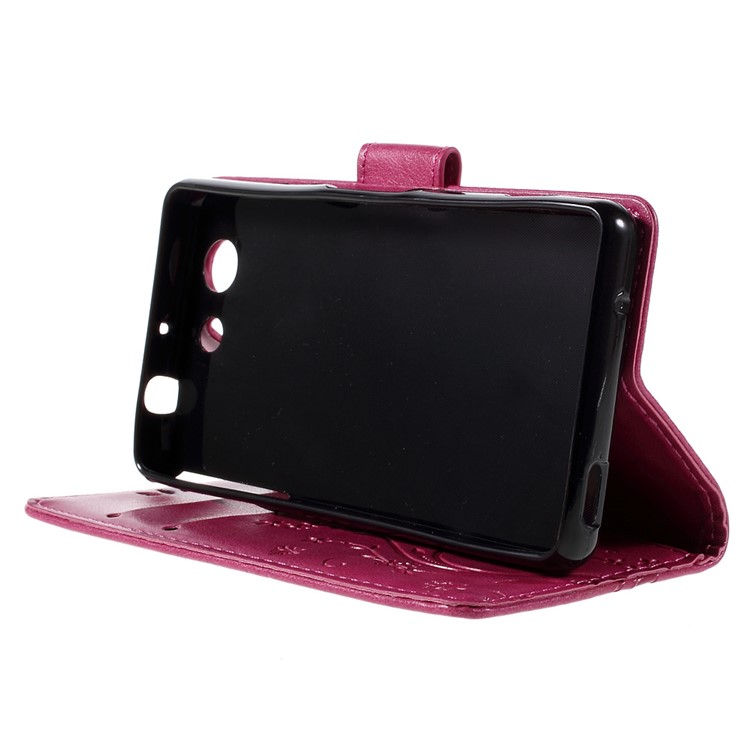 Butterfly Wallet Leather Shell for Sony Xperia Z3 Compact D5803 D5833 M55w - Rose-4