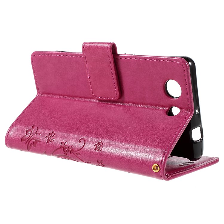 Butterfly Wallet Leather Shell for Sony Xperia Z3 Compact D5803 D5833 M55w - Rose-5