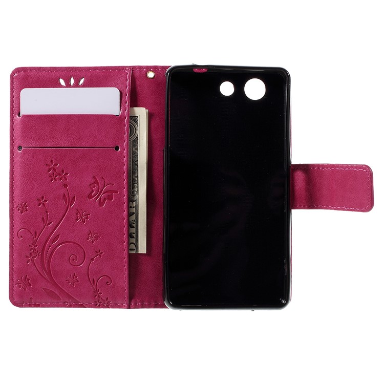 Butterfly Wallet Leather Shell for Sony Xperia Z3 Compact D5803 D5833 M55w - Rose-6