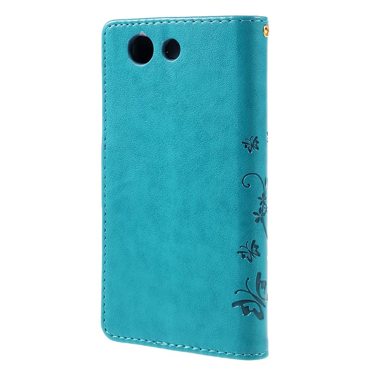 Butterfly Leather Phone Cover for Sony Xperia Z3 Compact D5803 D5833 M55w - Blue-2