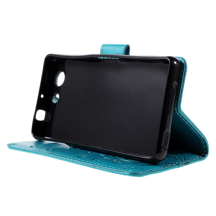 Butterfly Leather Phone Cover for Sony Xperia Z3 Compact D5803 D5833 M55w - Blue-4