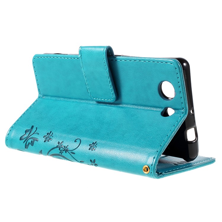 Butterfly Leather Phone Cover for Sony Xperia Z3 Compact D5803 D5833 M55w - Blue-5
