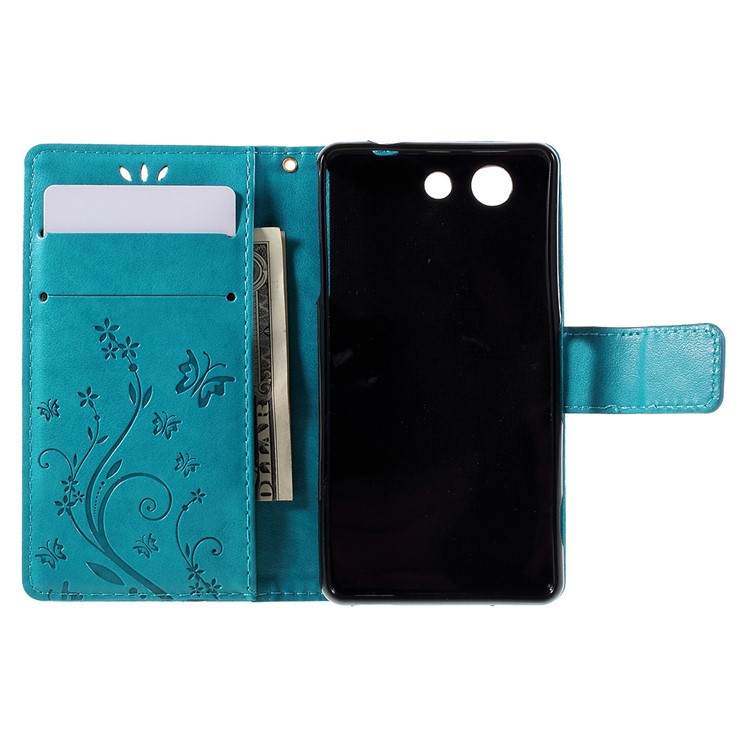 Butterfly Leather Phone Cover for Sony Xperia Z3 Compact D5803 D5833 M55w - Blue-6
