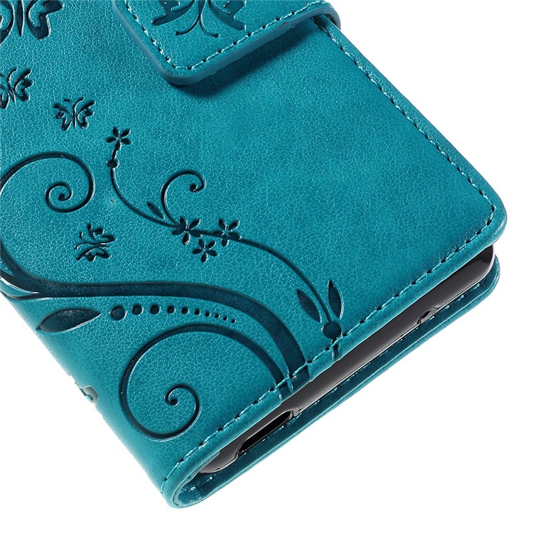 Butterfly Leather Phone Cover for Sony Xperia Z3 Compact D5803 D5833 M55w - Blue-8