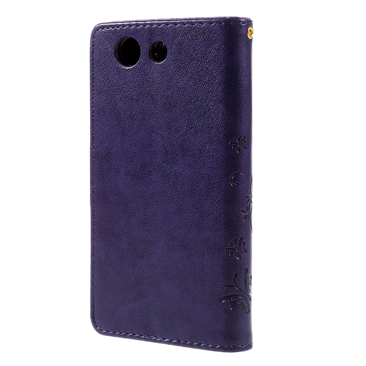 Butterfly Leather Phone Case for Sony Xperia Z3 Compact D5803 D5833 M55w - Purple-2