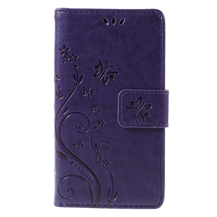 Butterfly Leather Phone Case for Sony Xperia Z3 Compact D5803 D5833 M55w - Purple-3