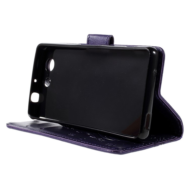 Butterfly Leather Phone Case for Sony Xperia Z3 Compact D5803 D5833 M55w - Purple-4