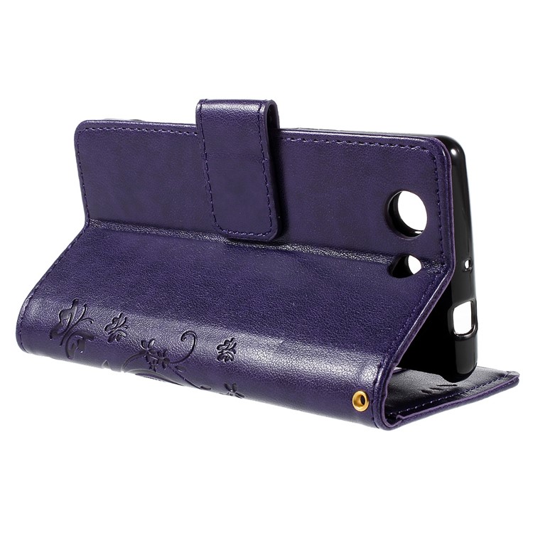 Butterfly Leather Phone Case for Sony Xperia Z3 Compact D5803 D5833 M55w - Purple-5