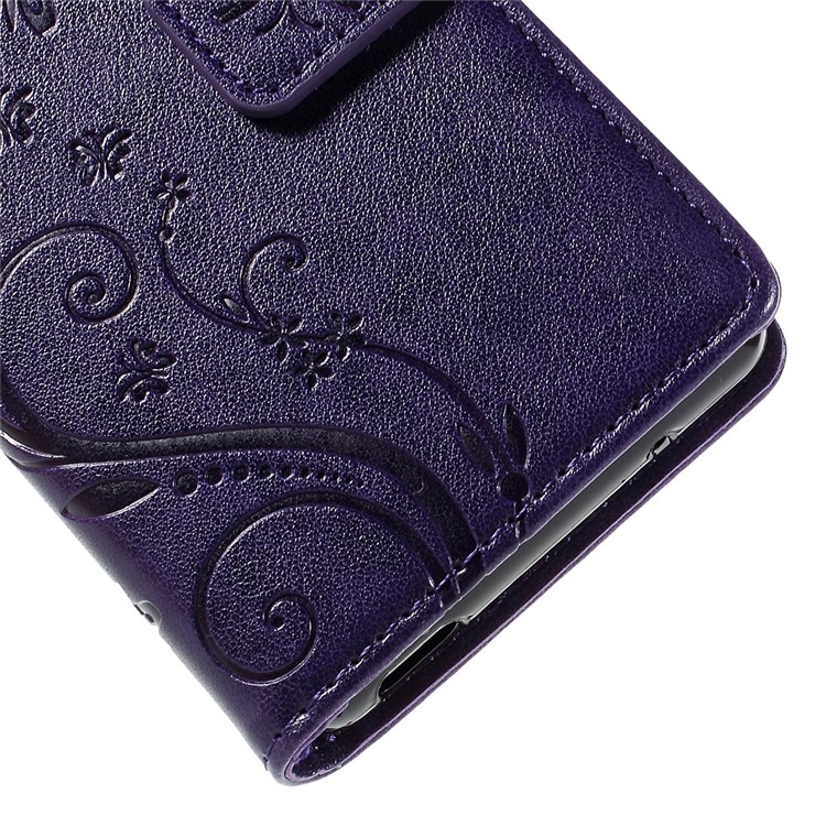 Butterfly Leather Phone Case for Sony Xperia Z3 Compact D5803 D5833 M55w - Purple-8