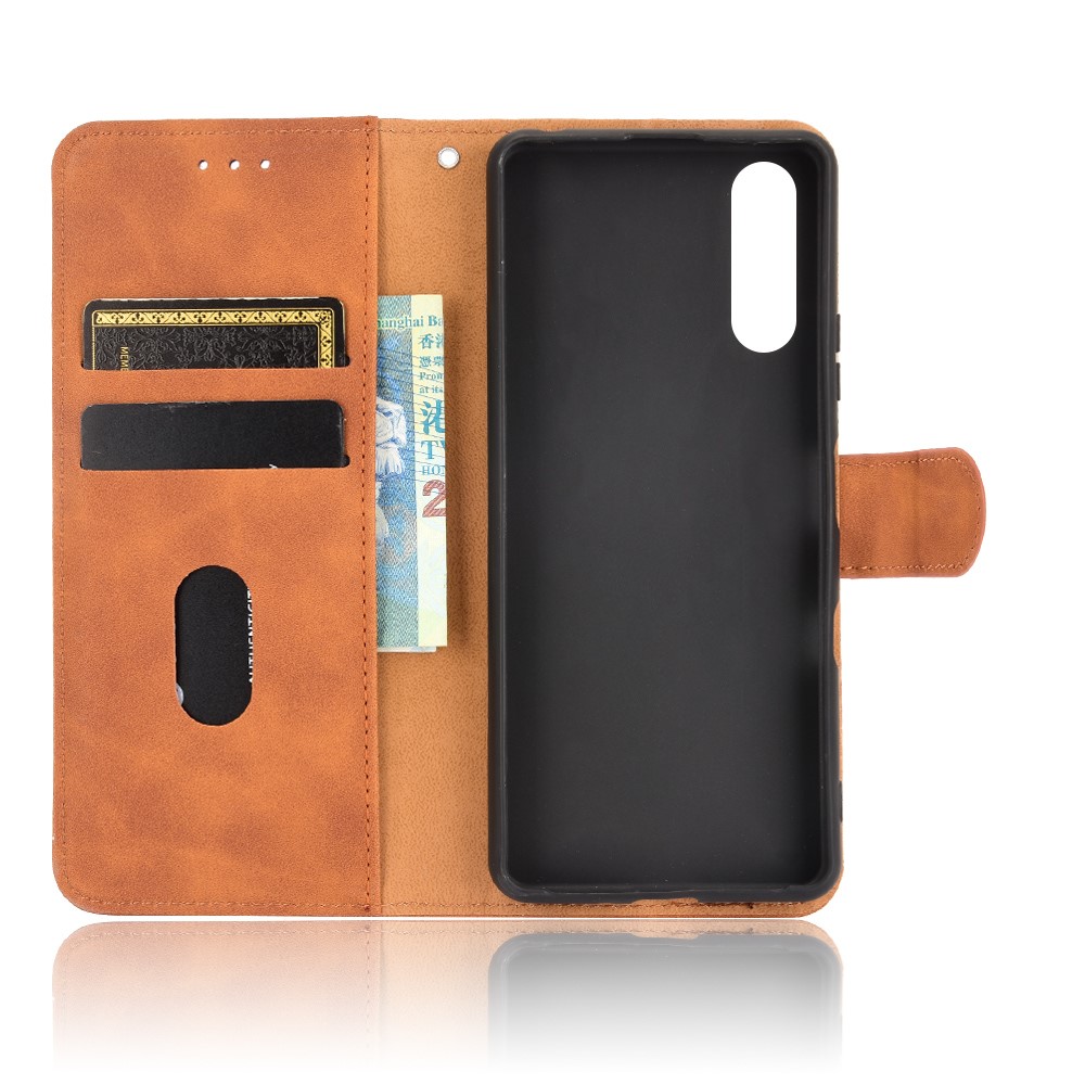Skin-touch Feeling Leather Wallet Case Phone Cover with Supporting Stand for Sony Xperia 10 III - Brown-4