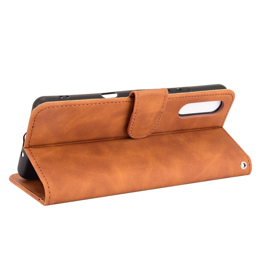 Skin-touch Feeling Leather Wallet Case Phone Cover with Supporting Stand for Sony Xperia 10 III - Brown-6