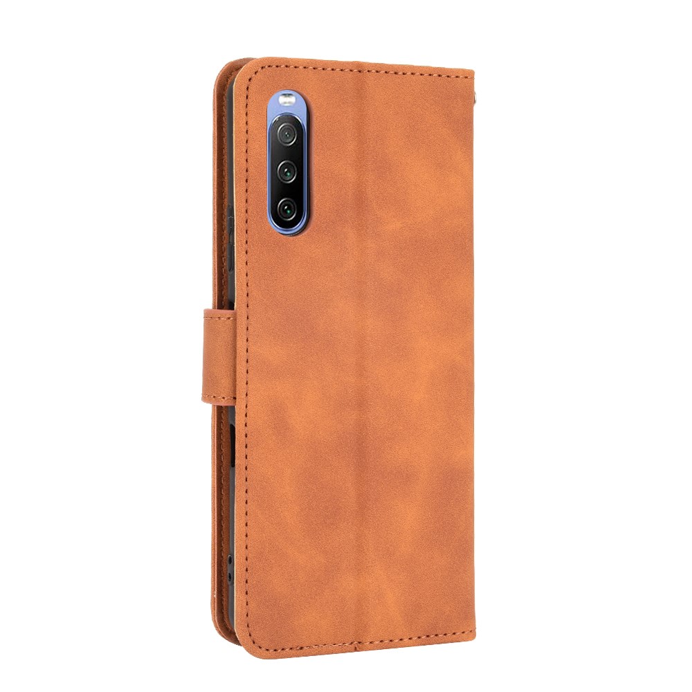 Skin-touch Feeling Leather Wallet Case Phone Cover with Supporting Stand for Sony Xperia 10 III - Brown-8