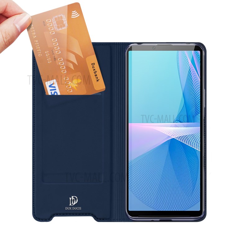 DUX DUCIS Skin Pro Series Well-Protected Stand Design Leather Flip Case Cover for Sony Xperia 10 III - Blue-2