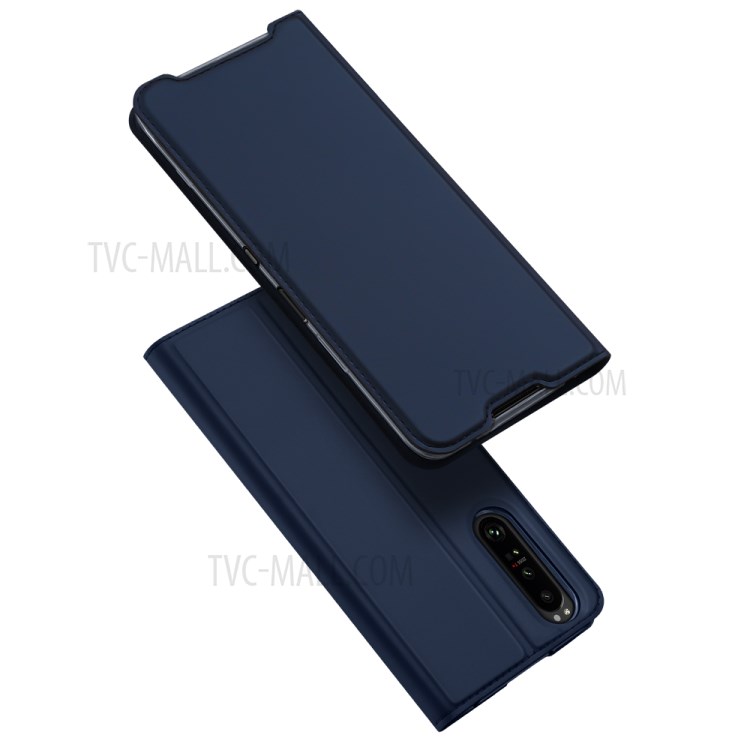 DUX DUCIS Skin-touch PU Leather Protective Phone Cover with Supporting Stand Wallet for Sony Xperia 1 III - Blue-1
