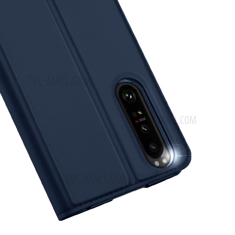 DUX DUCIS Skin-touch PU Leather Protective Phone Cover with Supporting Stand Wallet for Sony Xperia 1 III - Blue-3