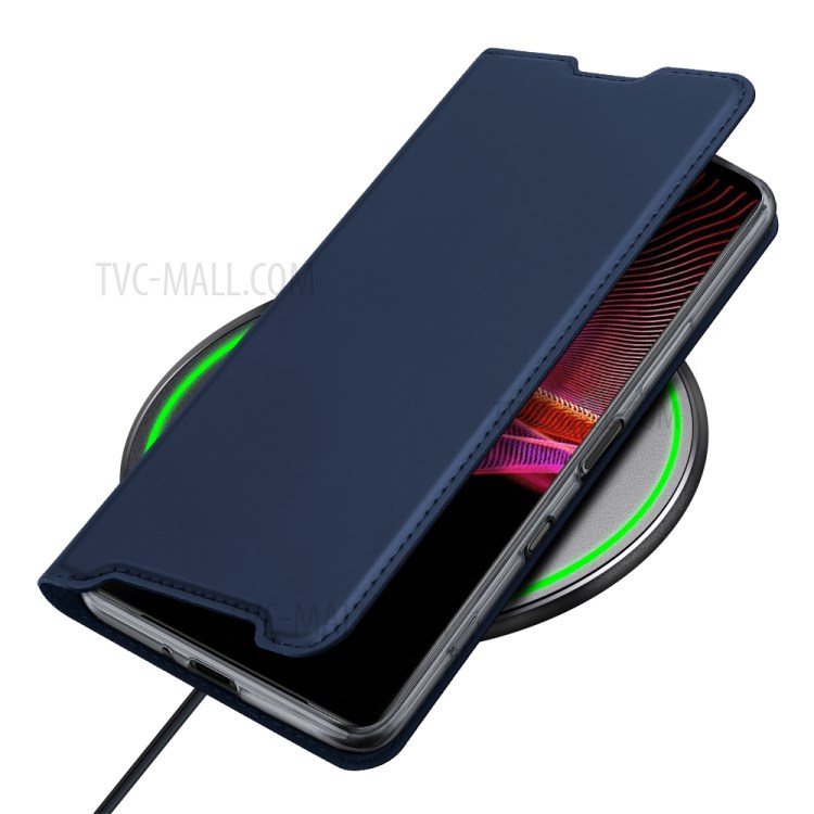 DUX DUCIS Skin-touch PU Leather Protective Phone Cover with Supporting Stand Wallet for Sony Xperia 1 III - Blue-6