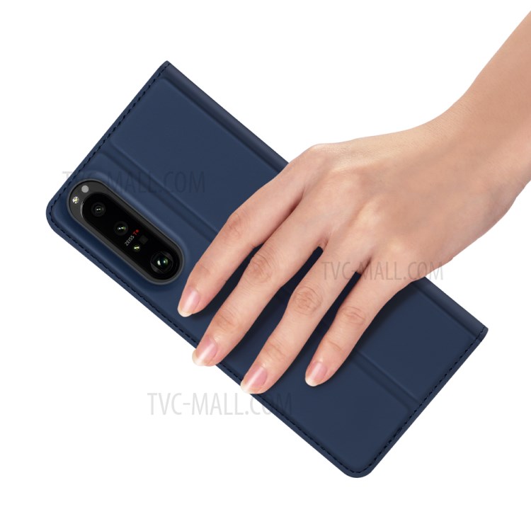 DUX DUCIS Skin-touch PU Leather Protective Phone Cover with Supporting Stand Wallet for Sony Xperia 1 III - Blue-7