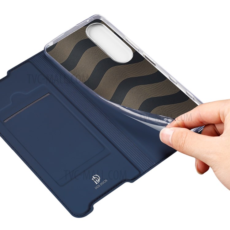 DUX DUCIS Skin-touch PU Leather Protective Phone Cover with Supporting Stand Wallet for Sony Xperia 1 III - Blue-8