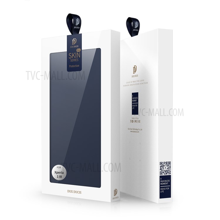 DUX DUCIS Skin-touch PU Leather Protective Phone Cover with Supporting Stand Wallet for Sony Xperia 1 III - Blue-9