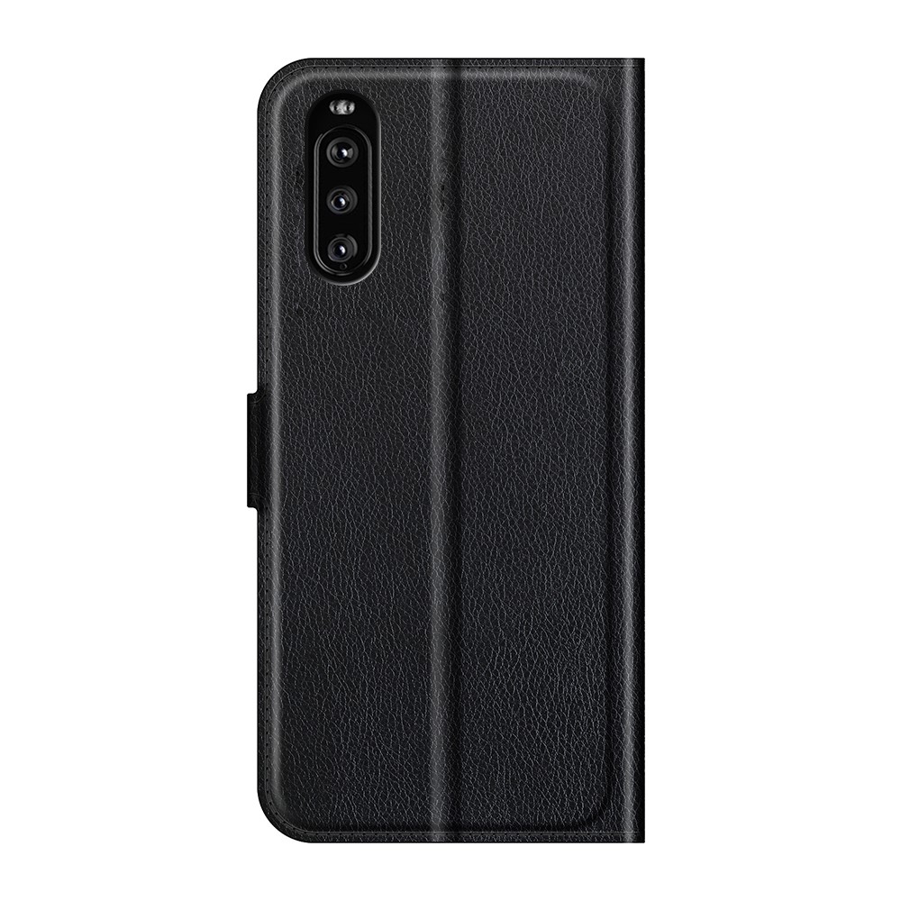 Litchi Skin Wallet Stand Leather Protection Case for Sony Xperia 10 III - Black-3