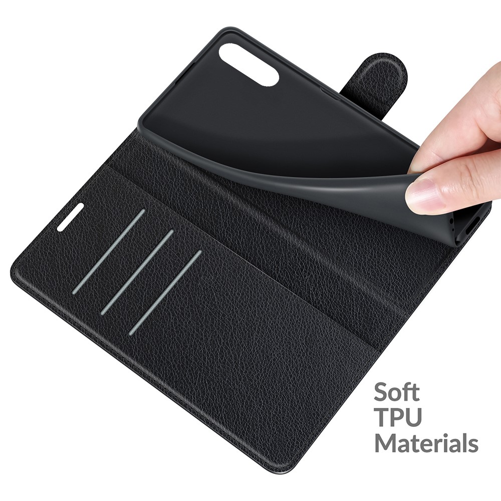 Litchi Skin Wallet Stand Leather Protection Case for Sony Xperia 10 III - Black-7