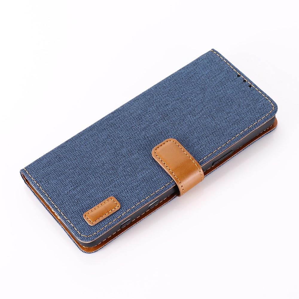 Wallet PU Leather Stand Protector Jeans Cloth Texture Case for Sony Xperia 1 III - Dark Blue-6