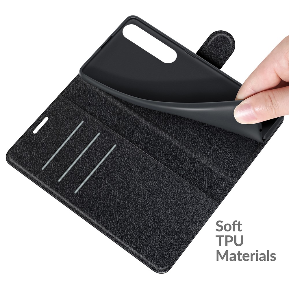 Wallet Design Litchi Texture Leather Phone Case with Stand for Sony Xperia 1 III - Black-7