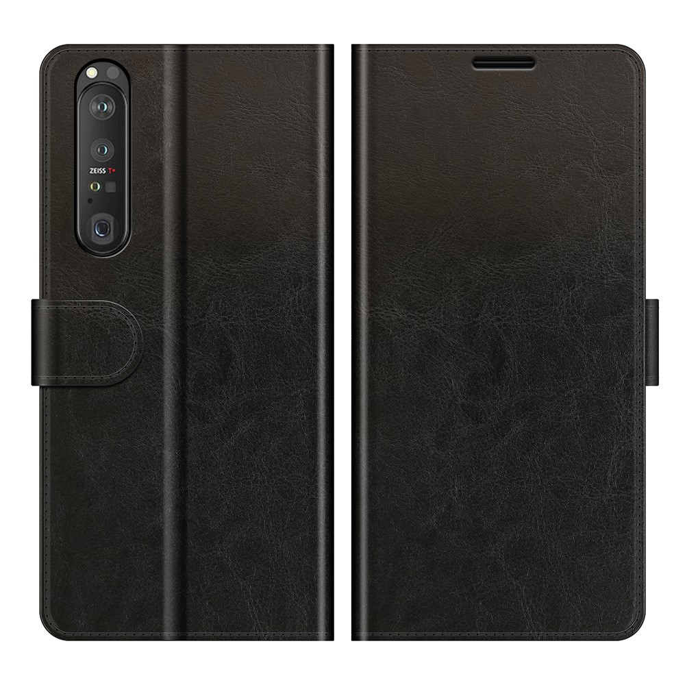Crazy Horse Texture Leather Wallet Case for Sony Xperia 1 III - Black-1