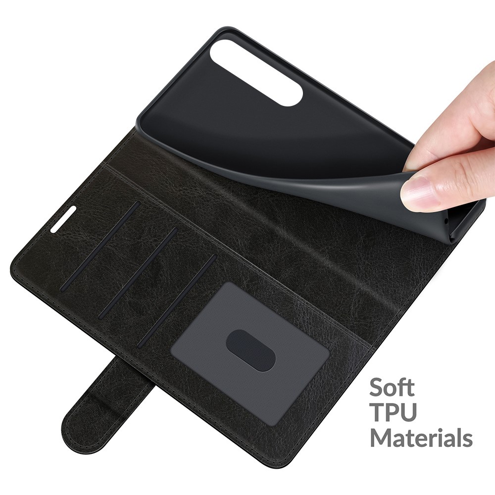 Crazy Horse Texture Leather Wallet Case for Sony Xperia 1 III - Black-7