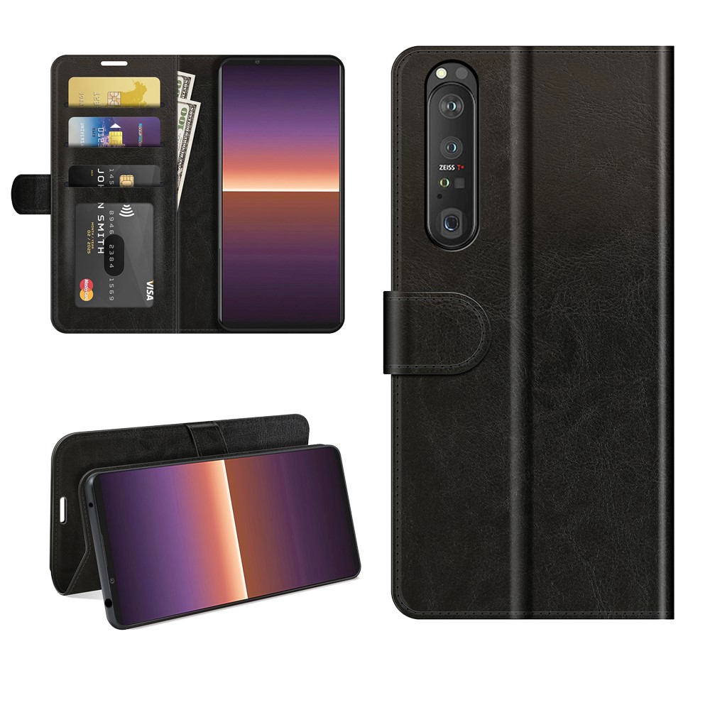 Crazy Horse Texture Leather Wallet Case for Sony Xperia 1 III - Black-8