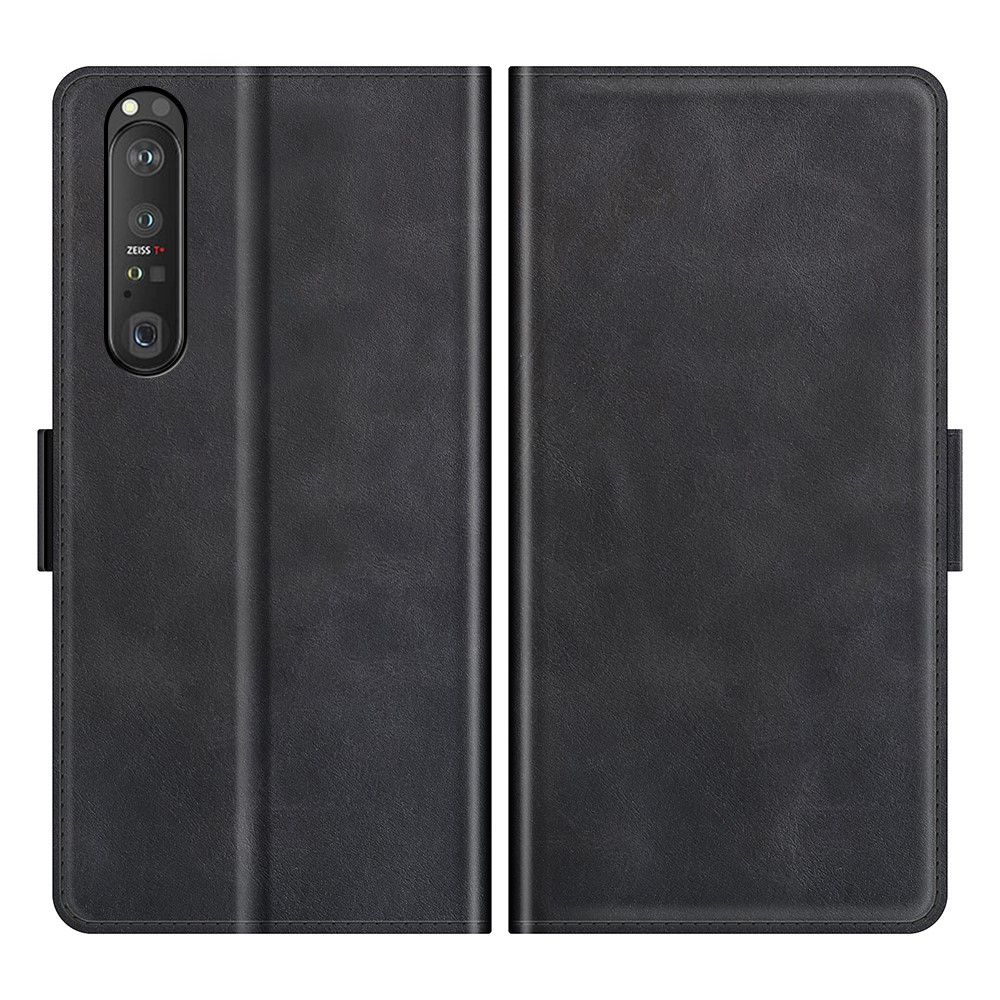 Magnetic Double Clasp PU Leather Wallet Stand Case Flip Cover for Sony Xperia 1 III - Black-1