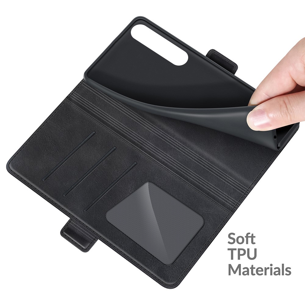 Magnetic Double Clasp PU Leather Wallet Stand Case Flip Cover for Sony Xperia 1 III - Black-7