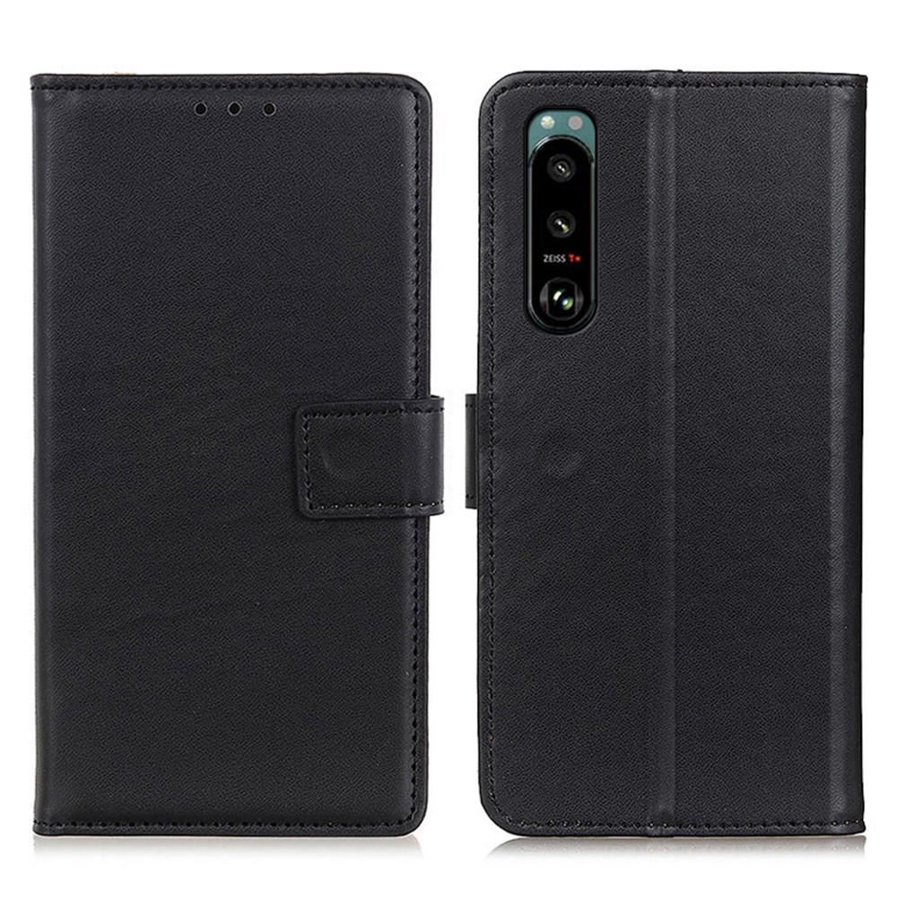 Magnetic Clasp PU Leather Protective Phone Wallet Stand Shell Case for Sony Xperia 5 III - Black-1