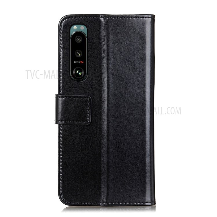 Wallet Leather Stand Case Shell for Sony Xperia 5 III - Black-5