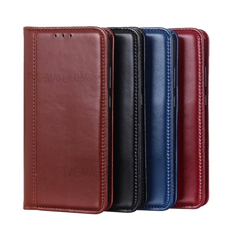 Auto-absorbed Split Leather Phone Case Shell Cover Wallet Stand for Sony Xperia 5 III - Black-9