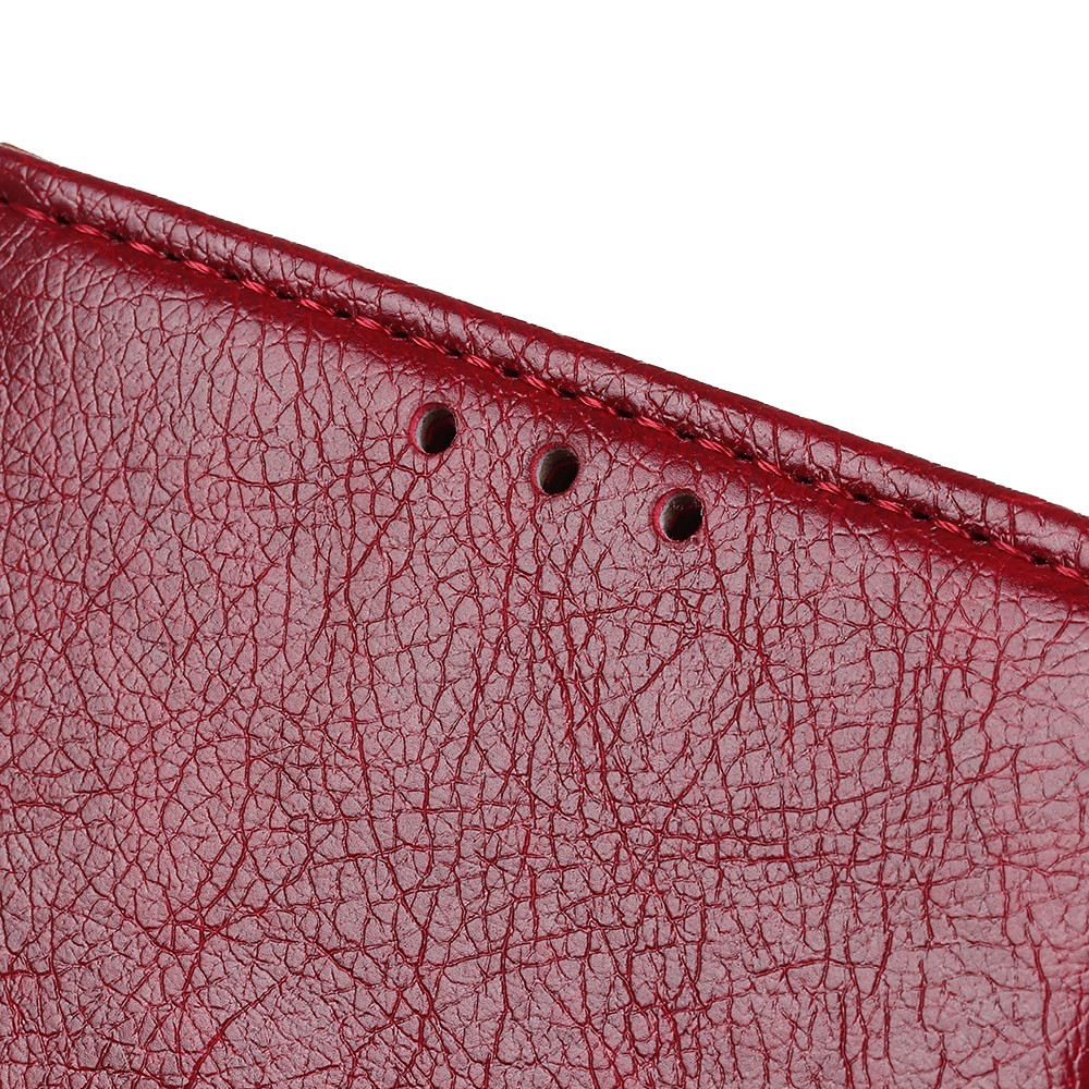 Full-Protection Nappa Texture Wallet Design Split Leather Stand Phone Cover Shell for Sony Xperia 5 III - Red-10