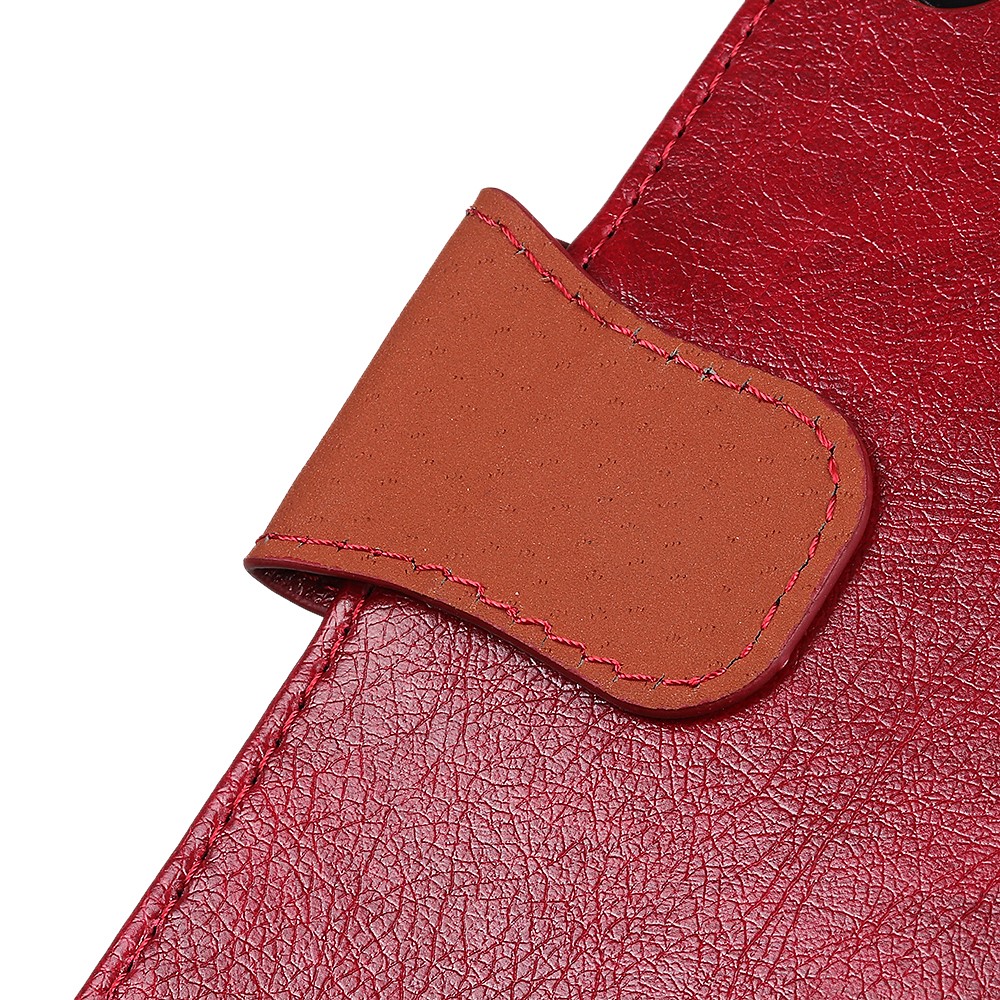 Full-Protection Nappa Texture Wallet Design Split Leather Stand Phone Cover Shell for Sony Xperia 5 III - Red-11