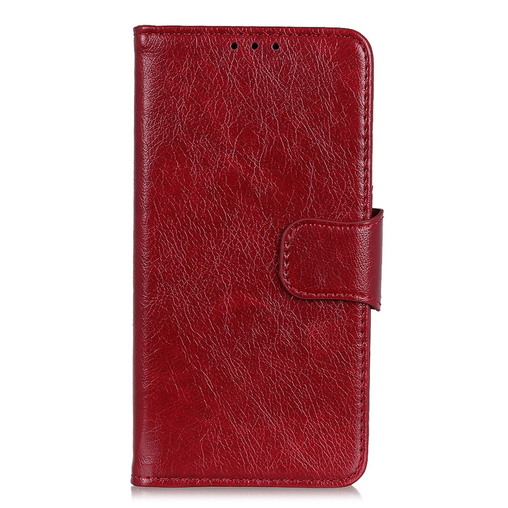Full-Protection Nappa Texture Wallet Design Split Leather Stand Phone Cover Shell for Sony Xperia 5 III - Red-7