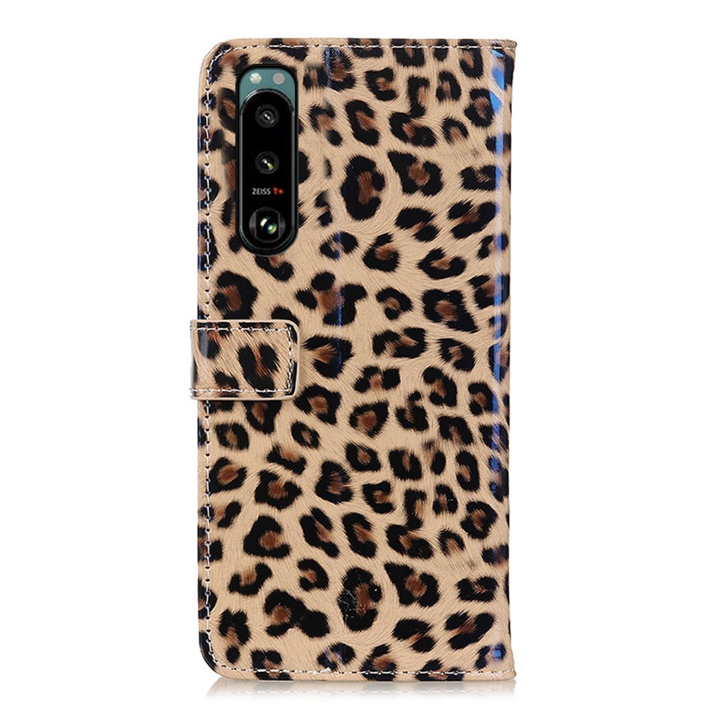 Leopard Print Design Wallet Stand Phone Full-Protection Case Shell for Sony Xperia 5 III-6