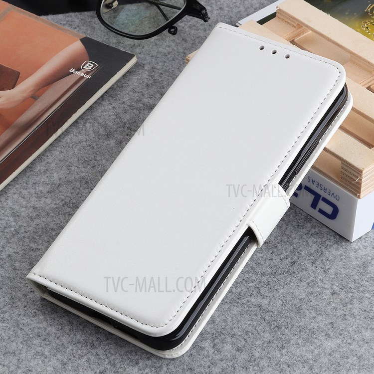 Crazy Horse Texture Leather Wallet Stand Cellphone Shell Case for Sony Xperia 5 III - White-6