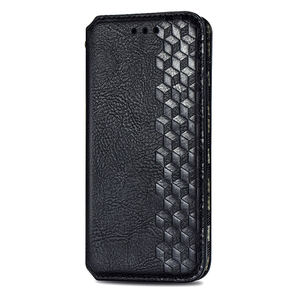 Wallet Stand Design Rhombus Imprinting Auto-Absorbed PU Leather Case for Sony Xperia 10 III - Black-10